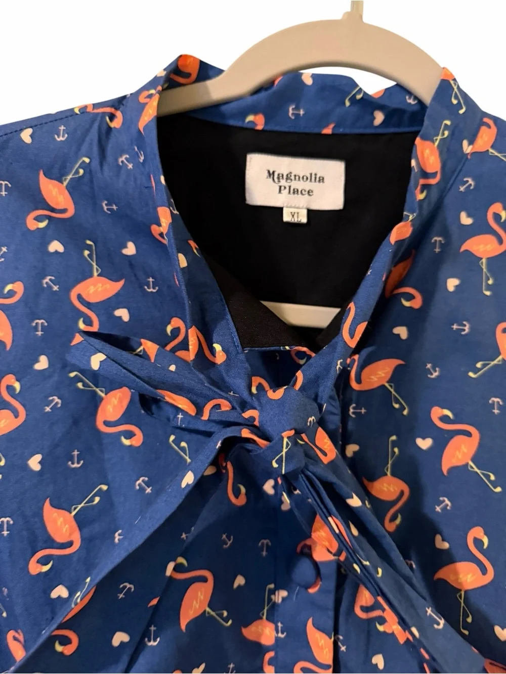 Magnolia Place Flamingo Button Down Blouse size XL - Picture 2 of 4